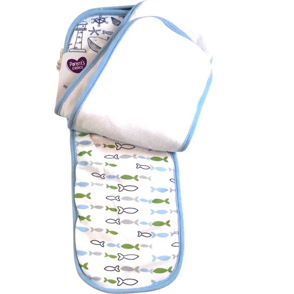 Parent's Choice Infant Burpcloths 3/PK Blue Nautical  NWT - Picture 2 of 4